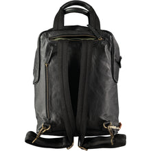 Load image into Gallery viewer, Large rectangular simple-style backpack with adjustable, retractable shoulder straps. Handmade leather products made in Barcelona, Spain by a family-owned company for over 35 years (BACK)
