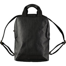 Load image into Gallery viewer, Large rectangular simple-style backpack with adjustable, retractable shoulder straps. Handmade leather products made in Barcelona, Spain by a family-owned company for over 35 years
