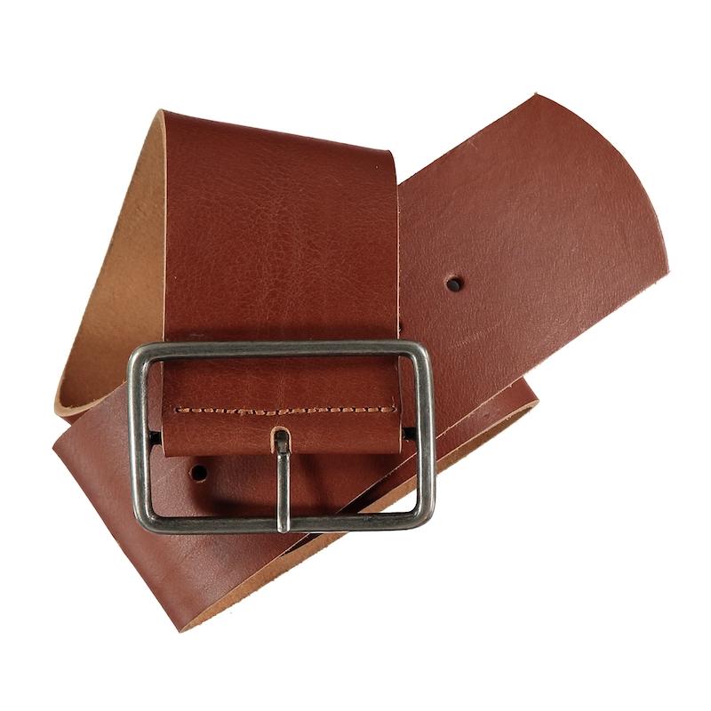 Simple Wide Brown Leather Belt