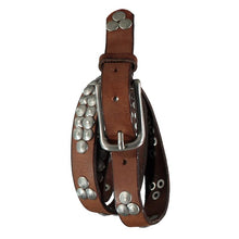 Load image into Gallery viewer, Tribal-Style Silver-Accented Thin Leather Belt

