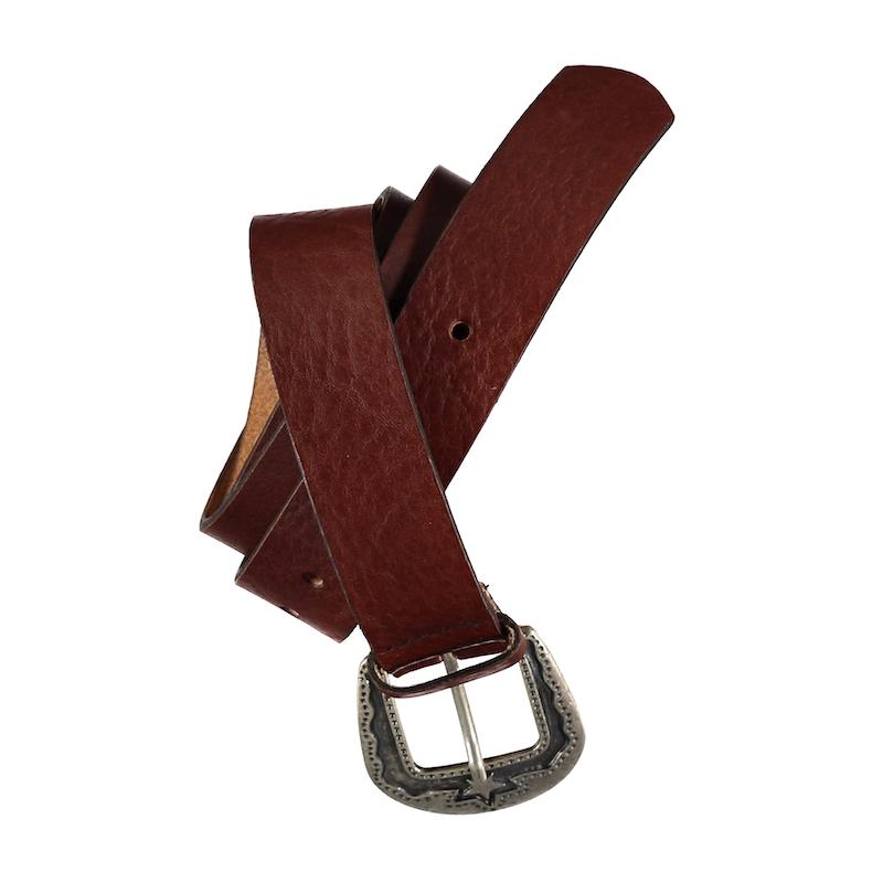 Classic Mahogany Antique-Buckle Leather Belt