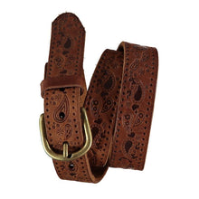 Load image into Gallery viewer, Paisley-Pattern Engraved Brown Leather Belt
