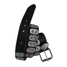 Load image into Gallery viewer, Metal-Plated Black Leather Belt
