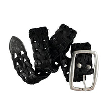 Load image into Gallery viewer, Open-Style Black Braided-Leather Belt
