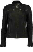 Load image into Gallery viewer, Women&#39;s Banded-Collar Moto Racer Leather Jacket
